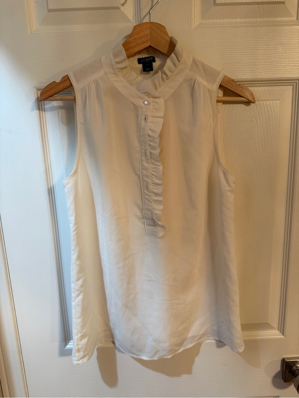 J. Crew Ivory Ruffle Henley Camisole